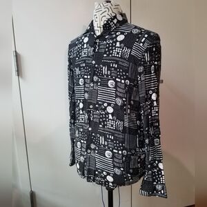 Zara Black and White Casual Button Down Shirt